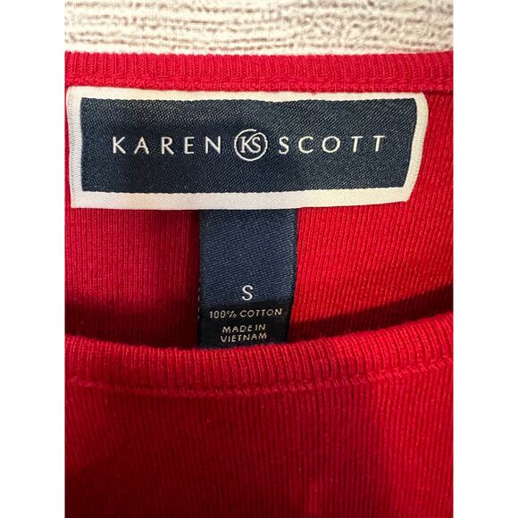 Karen Scott Embellished Snowflake Holiday Christmas Top Size Small - Picture 3 of 5